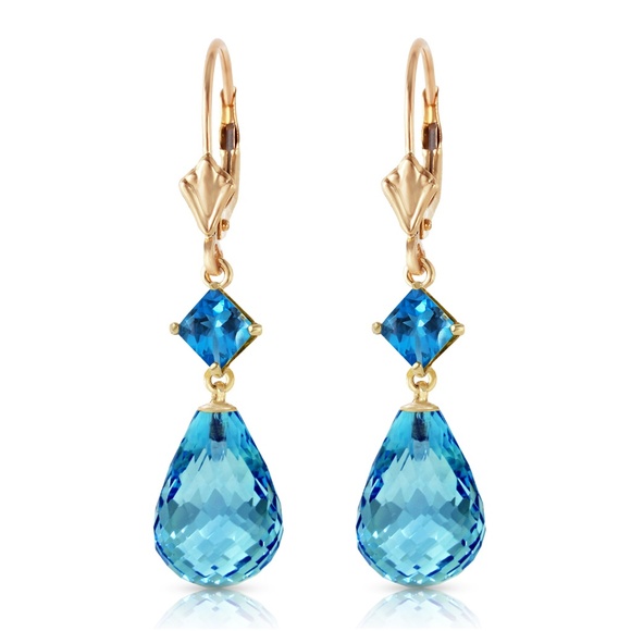 Galaxy Gold Products Jewelry - 14K. SOLID GOLD LEVER BACK EARRING WITH BLUE TOPAZ
